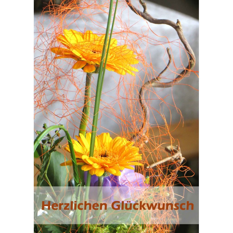 Glückwunsch Gerbera gelb