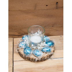 Windlicht blaue Muscheln
