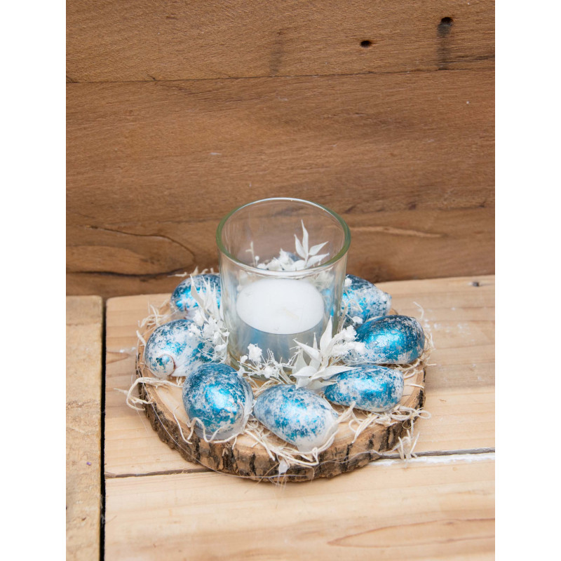 Windlicht blaue Muscheln