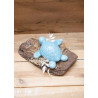 blaue Schildkröte auf Schwemmholz