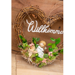 Türdeko Weidenherz mit Schutzengel
