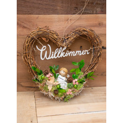 Türdeko Weidenherz mit Schutzengel