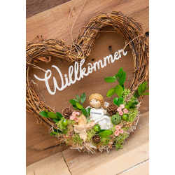 Türdeko Weidenherz mit Schutzengel