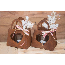 Rost-Windlicht Handtasche mit Herz