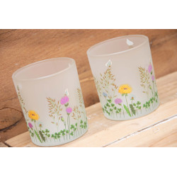 Windlichtglas Blumenwiese