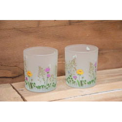 Windlichtglas Blumenwiese