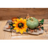 Teelichtdeko Schwemmholz Kürbis und Sonnenblume