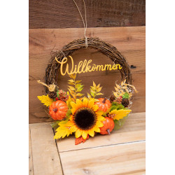 Türkranz Sonnenblume und Kürbisse