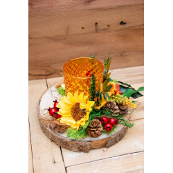 Windlicht Orange Sonnenblume