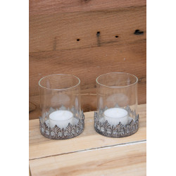 Windlicht Metall und Glas