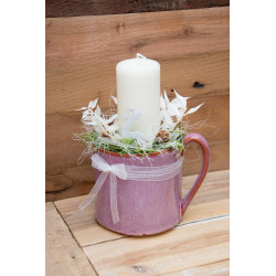 Kerzendeko Tasse rosa mit Hirsch