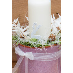 Kerzendeko Tasse rosa mit Hirsch