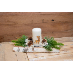 Adventsgesteck Tannenzweige & Birkenholz
