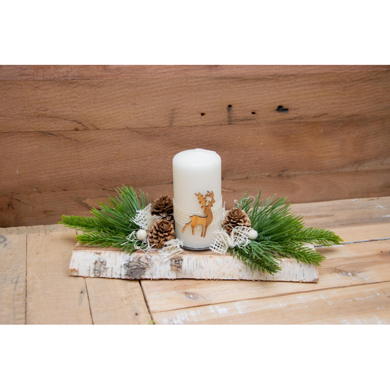 Adventsgesteck Tannenzweige & Birkenholz