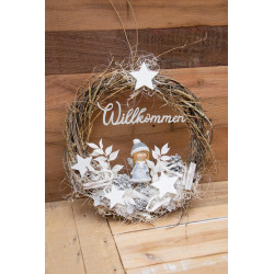 Türkranz Willkommen Engel weiss-silber