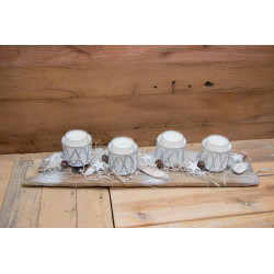 Adventsgesteck Schwemmholz Trommeln