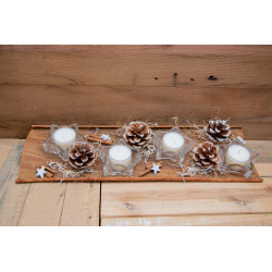 Adventsgesteck Zimttablett Sternteelichter