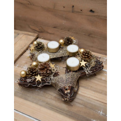 Adventskranz Stern gold