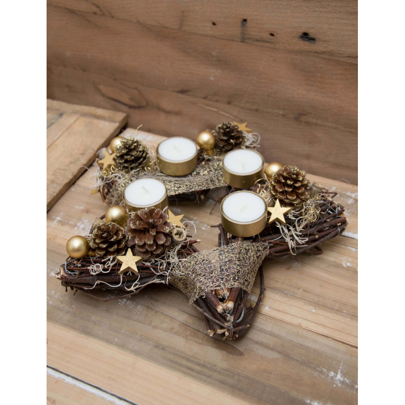 Adventskranz Stern gold