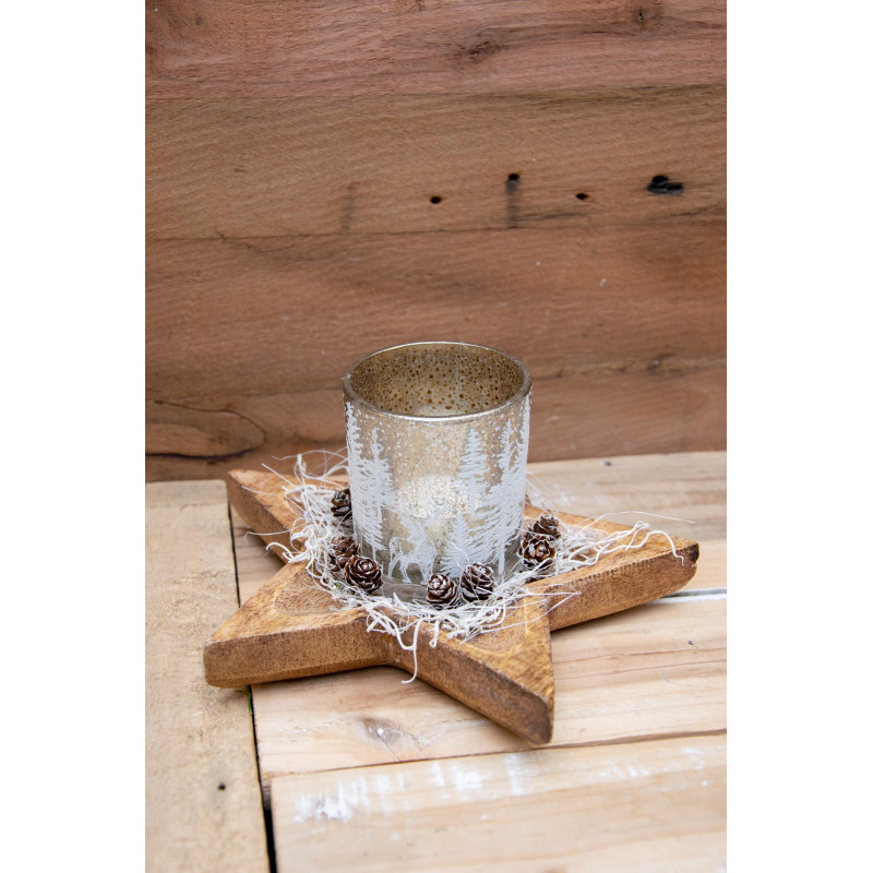 Windlicht Mangoholz-Stern