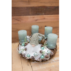 Adventskranz mintgrün mit Wichtel