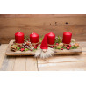 Adventsgesteck Holztablett Wichtel rot