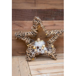 Türdeko Stern mit Engel und LED Beleuchtung