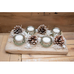 Adventsgesteck Schwemmholz weiss