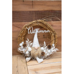 Türkranz Willkommen Wichtel weiss