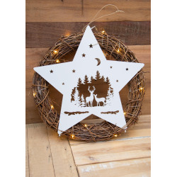 Türkranz Stern mit Winterlandschaft LED