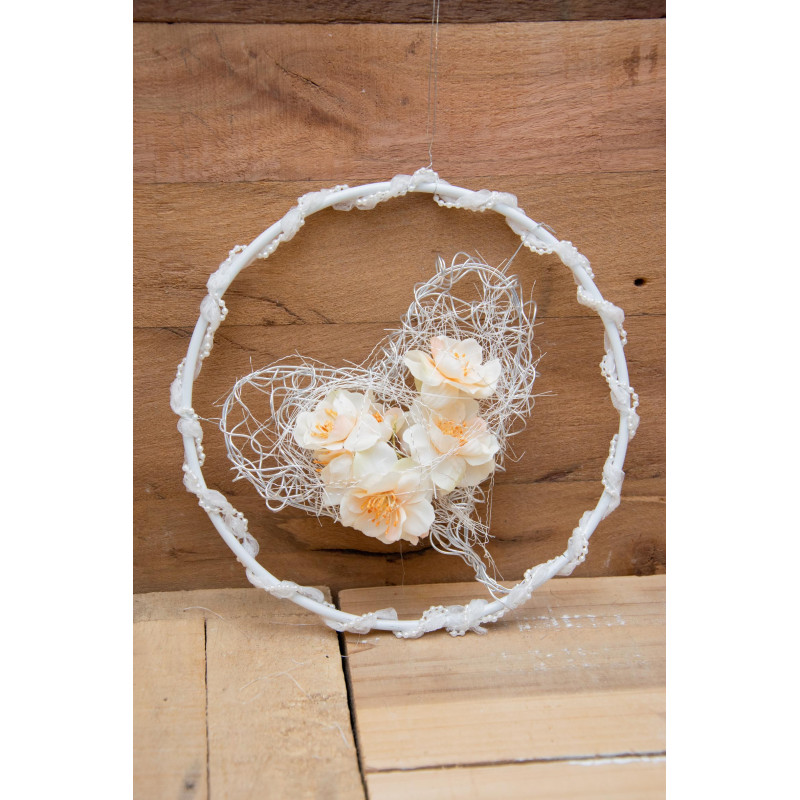 Türkranz Drahtherz mit Blüten