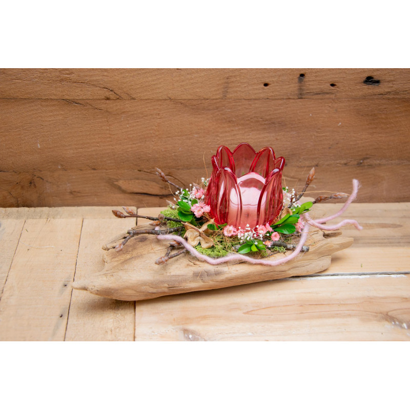 Schwemmholz Tulpen Teelicht