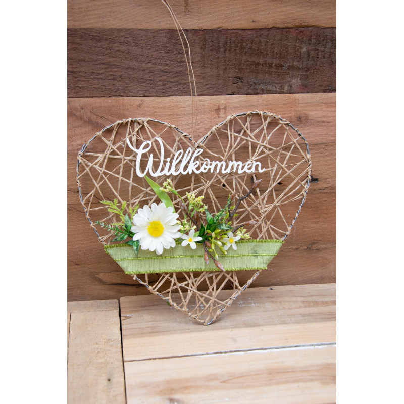 Türdeko Herz Seidenblumen