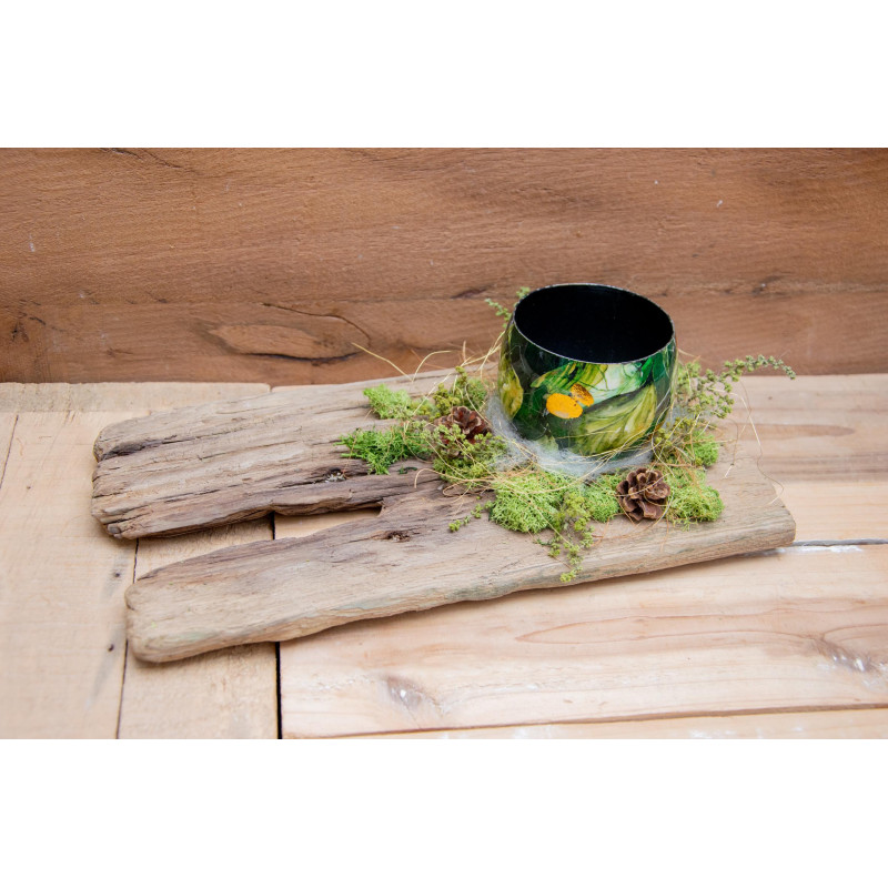Schwemmholz-Windlicht grün