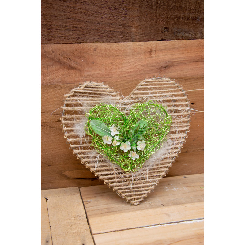Türdeko mit Drahtherz grün