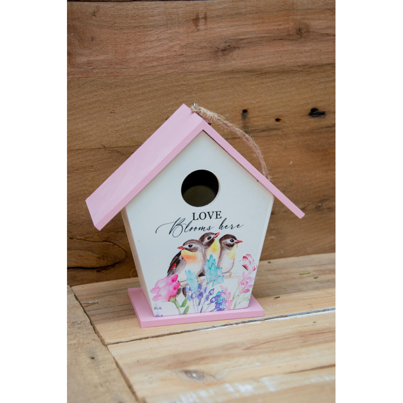 Vogelhaus rosa-weiss
