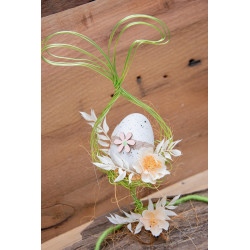 Tischdeko Schwemmholz-Ohren-Ei Osterdeko grün