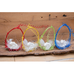 Hänger Drahtei mit Häsli, 4 Farben zur Wahl