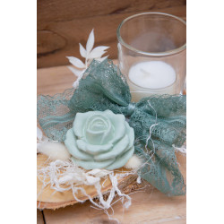 Windlicht Deko mit Rose mintgrün