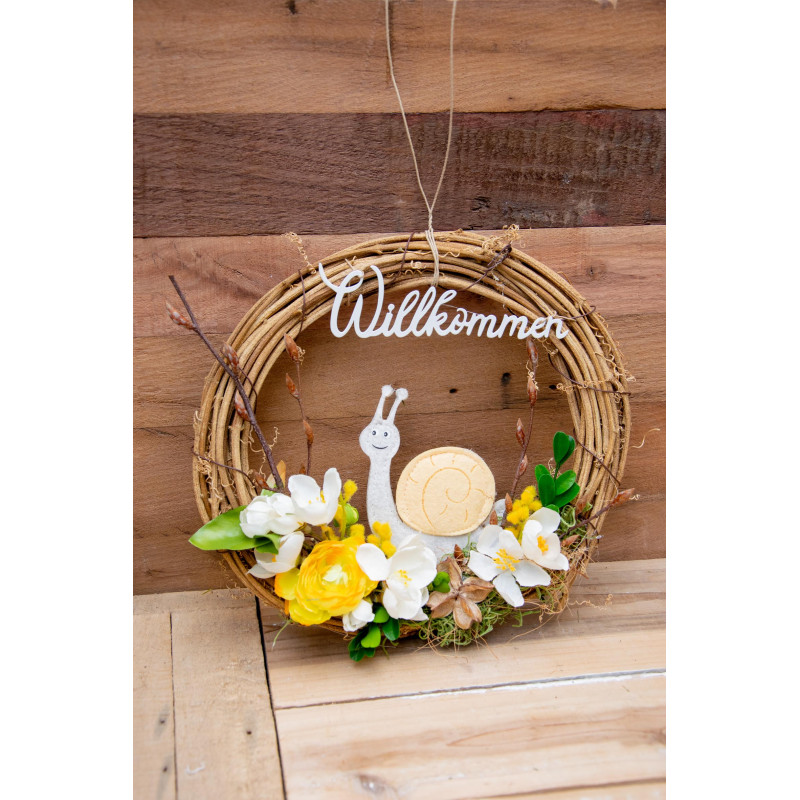 Türkranz gelbe Schnecke Willkommen