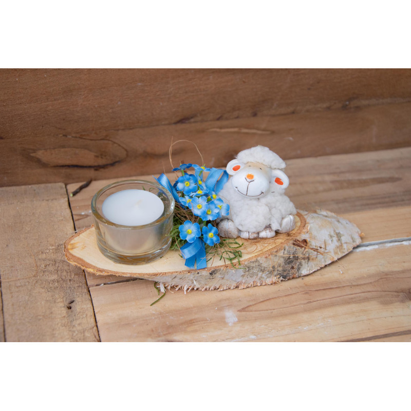 Teelicht kleines Schaf Vergissmeinnicht