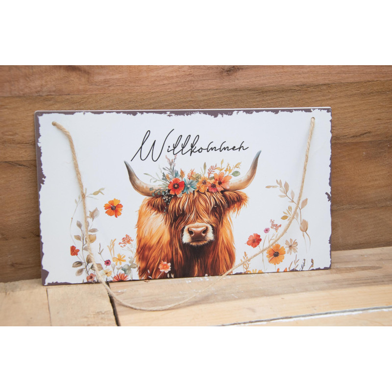 Willkommensschild Hochlandrind