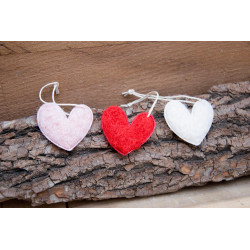 Herz-Anhänger aus Stoff, 3 Farben zur Wahl