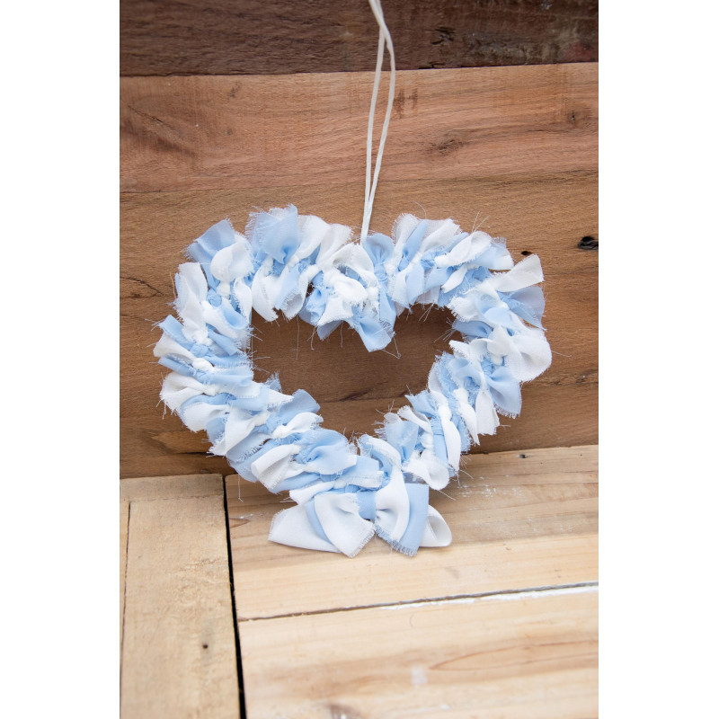 Herz Stoffbänder blau-weiss