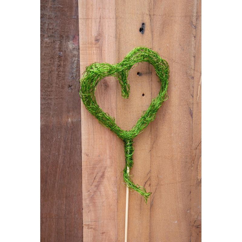 Blumenstecker Drahtherz grün