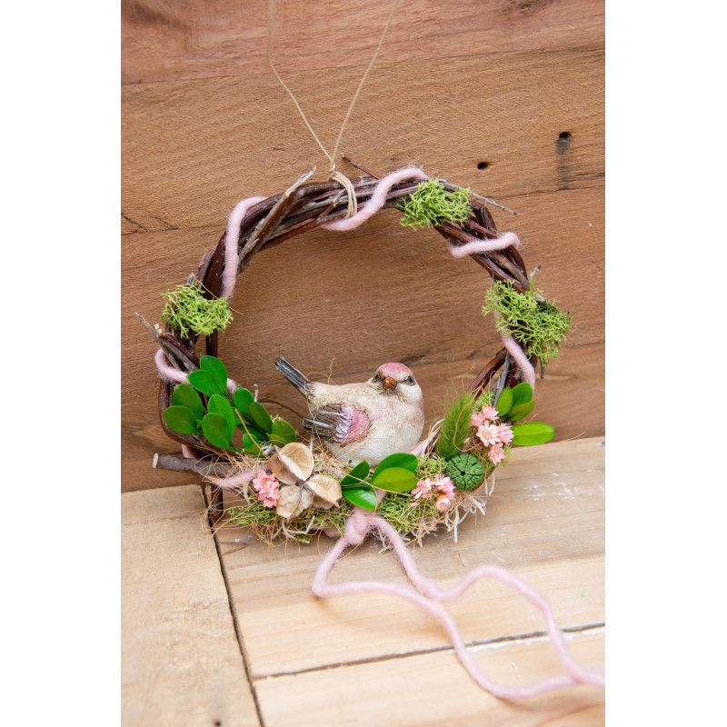 Türkranz mit Vogel rosa