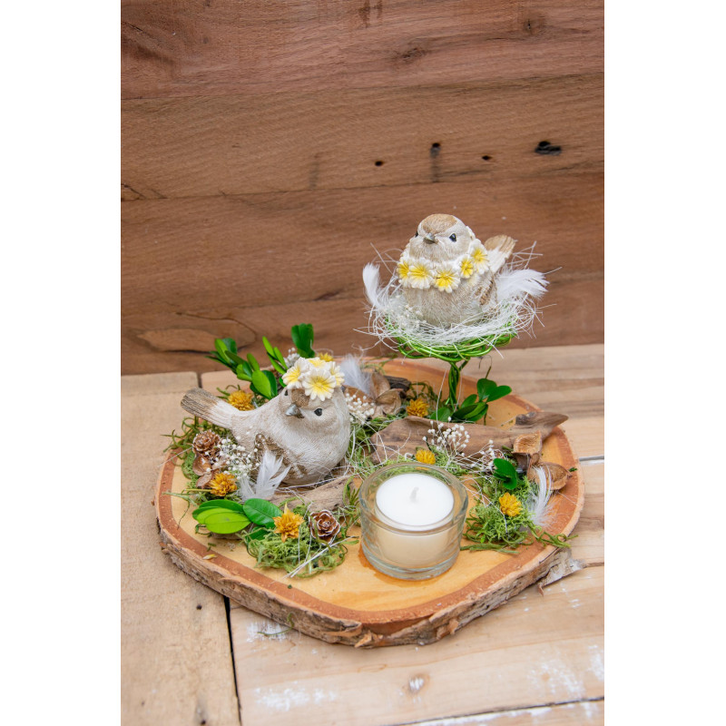 Tischdeko 2 Vögel auf Baumscheibe