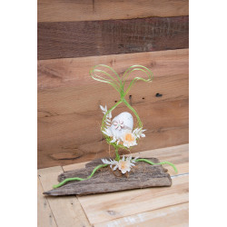 Tischdeko Schwemmholz-Ohren-Ei Osterdeko grün