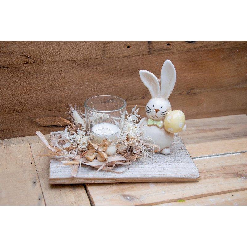 Schwemmholz Windlicht Hase