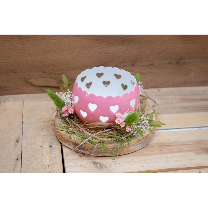 Windlicht Herzen Rosa